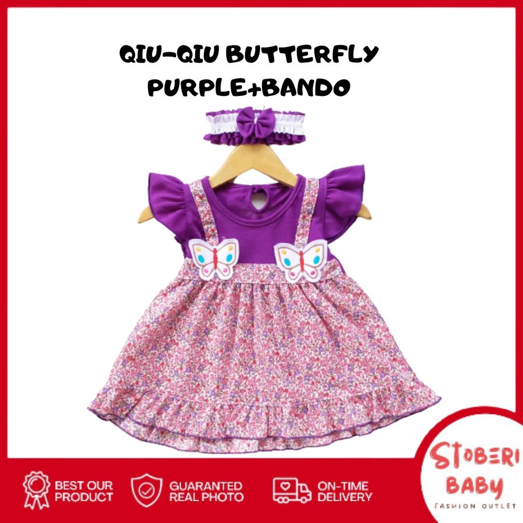 stoberi baby - QIU2 BUTTERFLY Baju Bayi Model Dress MURAH Baby Girl (0-6 bulan) Dress Anak Perempuan