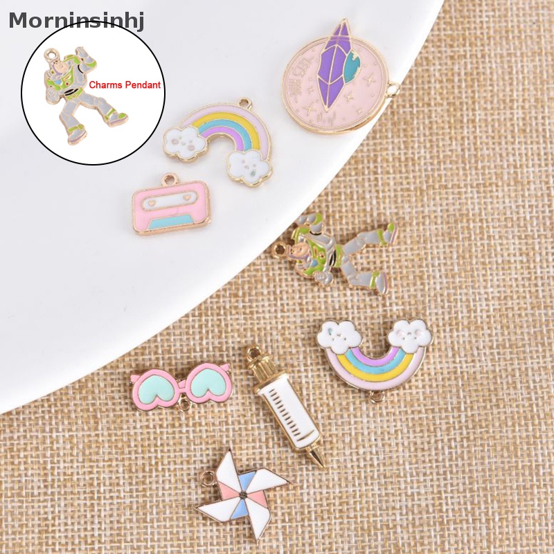 Mornin 10Pcs /Set Alloy Enamel Kincir Angin Hujan Ch Liontin Perhiasan DIY Membuat Craft id