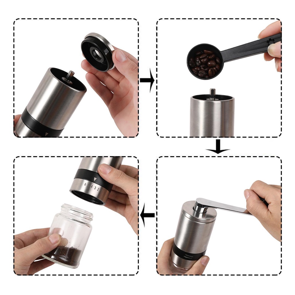 1pc Portable Hand Manual Stainless Steel Coffee Grinder Mesin Lepas Pasang