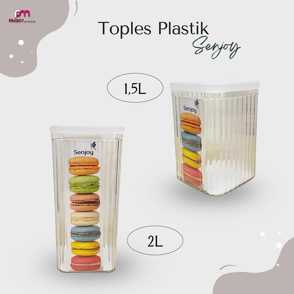 Toples Akrilik Putih Aesthetic Sejoy Canister / Toples Plastik Acrylic / Tempat Cemilan Kue Lebaran