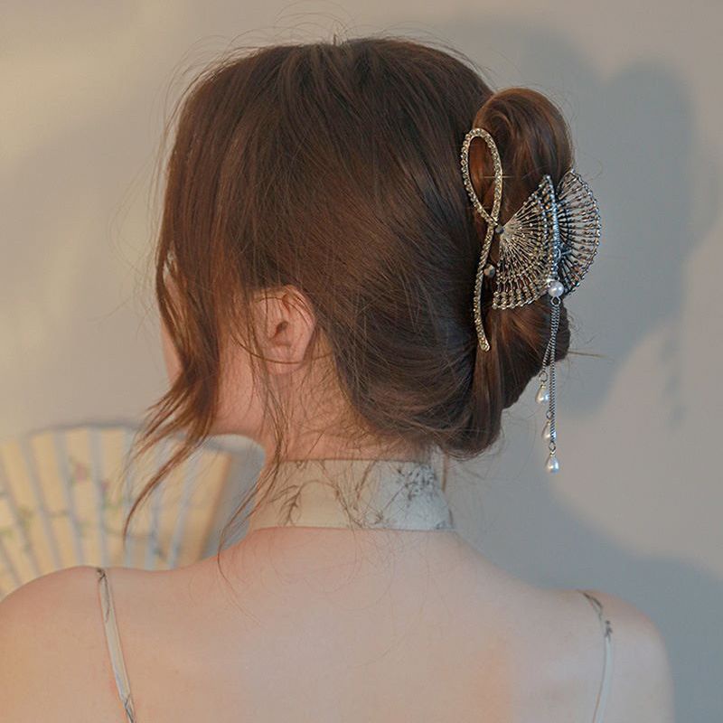 Jepit Rambut Korea Jedai Fashion Rumbai Kipas Mutiara Kristal Wanita Elegan High Quality Impor