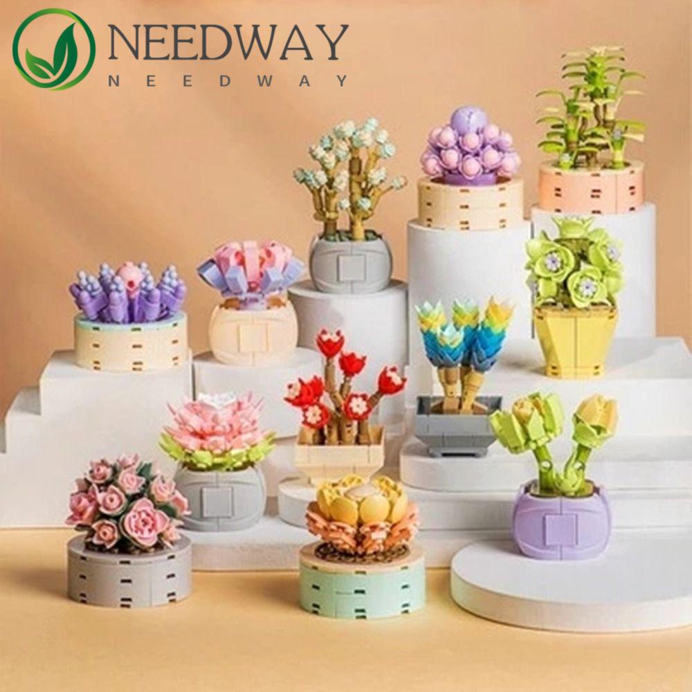 Needway   Pot Pemandangan Batu Bata Dapat Dicintai 1 Pc DIY Pot Bunga Pot Blok Bangunan Daging Sayur DIY Gunung Bata Mainan Bunga Sukulen Blok Bangunan