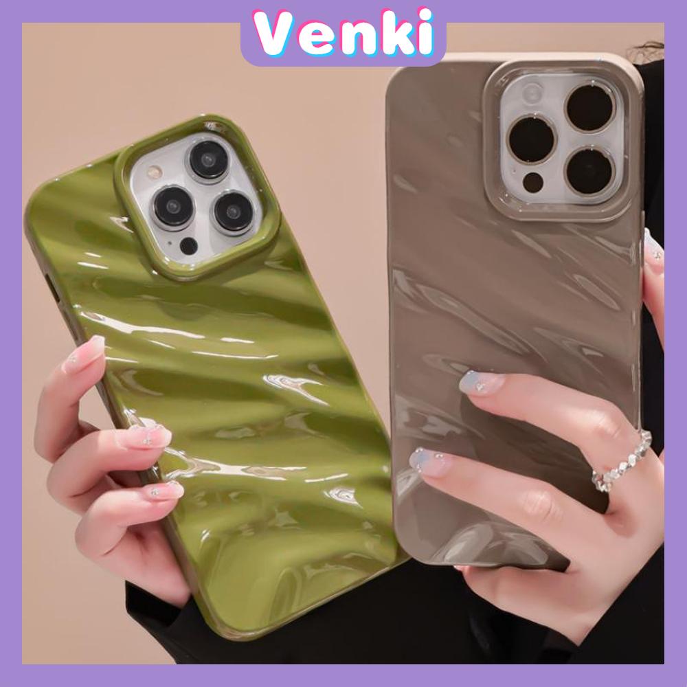 VENKI - Untuk iPhone 11 Case Soft Case Glossy 3D Ripple Dimensi Shockproof Coklat Ungu Hitam Putih Hijau Untuk iPhone 14 Pro Max 13 Pro max 12 Pro Max 11 iPhone XR XS 7Plus 8Plus