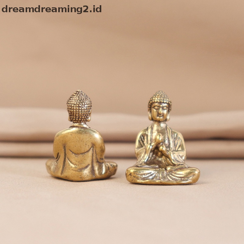 (drea) Patung Ornamen Patung Miniatur Patung Buddha Sakyamuni Tembaga Padat Mini //