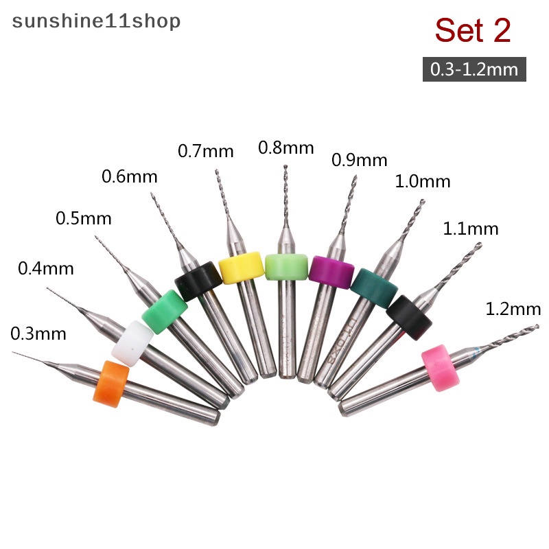 Sho 10pcs /Set 0.1mm-1.2mm Kualitas Tinggi Paduan Keras Papan Sirkuit Cetak PCB Carbide Micro Drill Bits Alat 0.1mm 1.2mm N