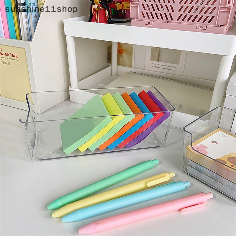 Sho Kotak Penyimpanan Akrilik Transparan Desktop Organizer Kapasitas Besar Stiker Box Subpaket Tempat Desktop Stationery Storage Box N