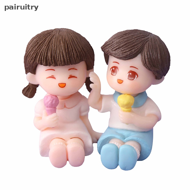 Prt 1pasang Pasangan Kreatif Manis Figure Gadis Cowok Pecinta Es Krim Pasangan Ornamen DIY Lucu Musim Panas Pasangan Hias Aksesoris PRT
