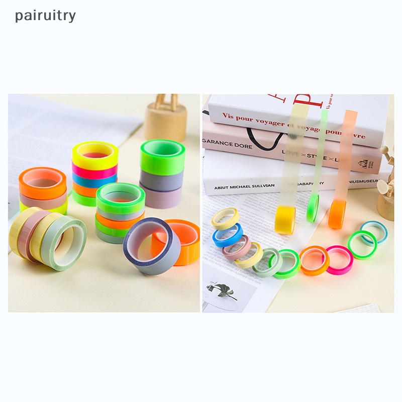 Prt 5roll 5warna Stiker Transparan Neon Index Tabs Bendera 5m Sticky Note Alat Tulis Anak Hadiah Perlengkapan Kantor Sekolah PRT