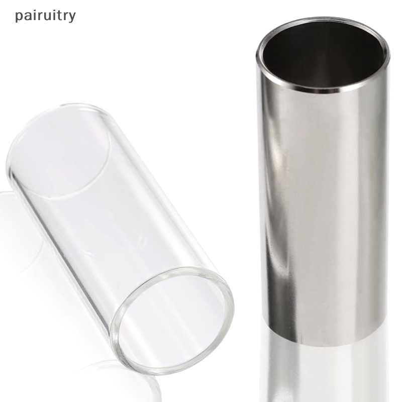 Prt 2Pcs Slider Gitar 60MM Slide Kaca Dan Slide Stainless Steel Slide Medium Bottleneck Slide Untuk Gitar Bass (Transparan Dan Silver) PRT
