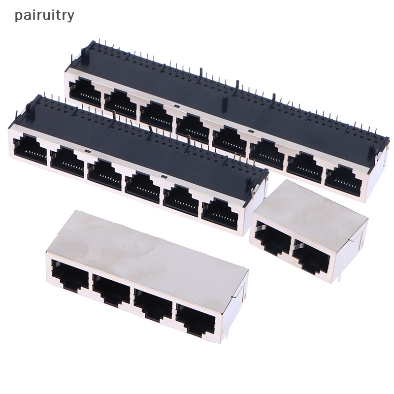 Prt 1x2 /4/6 /8 Port 59 8 Port Series Susun Female RJ45 Jaringan Eterna LAN PCB Socket Connector Jack PRT