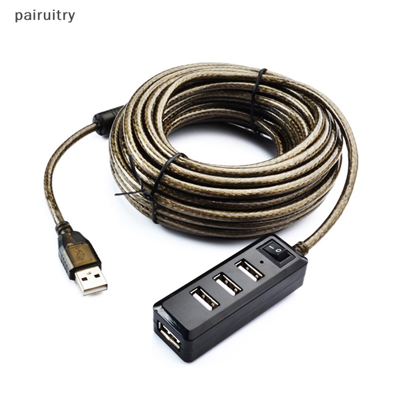 Prt 4Ports USB 2.0 HUB Kabel Ekstensi Male to Female Repeater Aktif USB Adapter 3M PRT