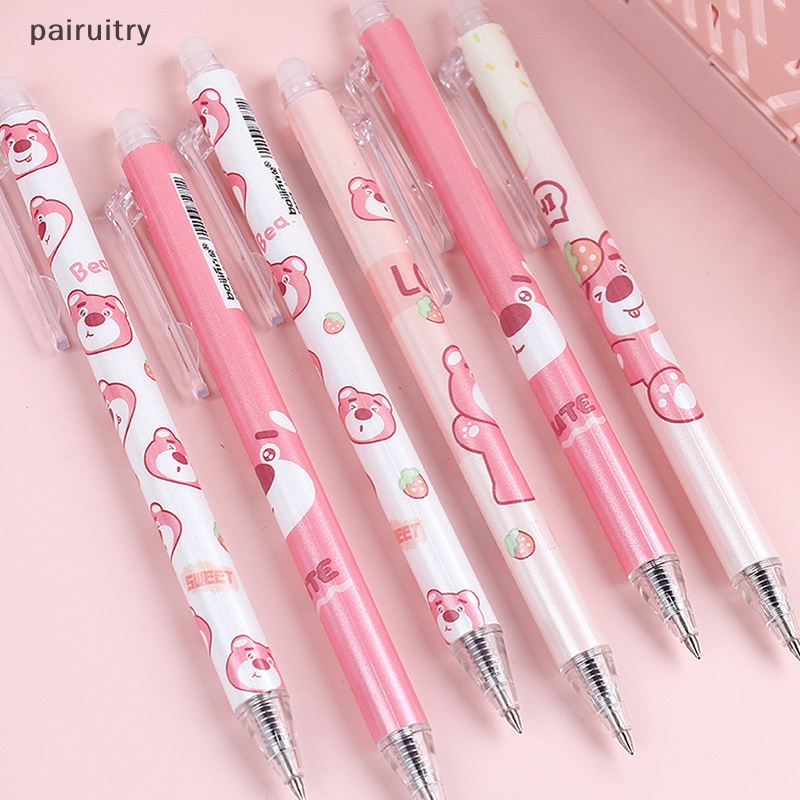 Prt Kartun Anime Press Gel Pen Set Dihapus Bolpen Tinta Hitam Biru Untuk Wrig Lucu Alat Tulis Untuk Perempuan PRT