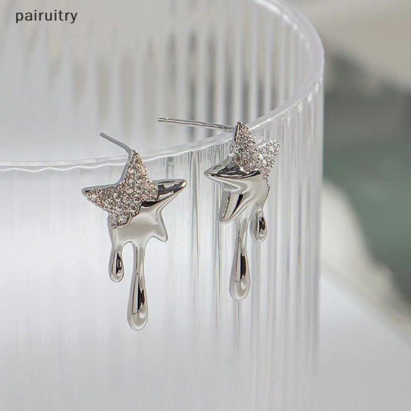 Prt Fashion Zirkon Lava Star Stud Earrings Desain Trendi Temperamen Korea Anting Kepribadian Sederhana Untuk Wanita Perhiasan PRT