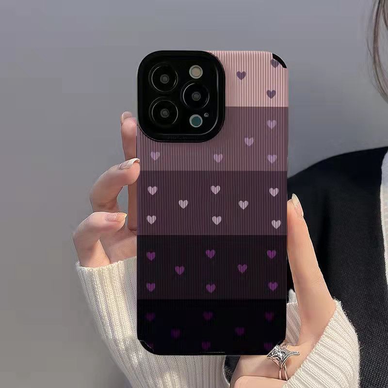 Lamb Skin Pretty Purple Love Soft Case IPhone 6S 7 Plus 8 Plus X XS XR XS Max 11 13 12 14 PRO Max 14 Plus 12 13 mINI SE Phone Case Girl Women's Fashion