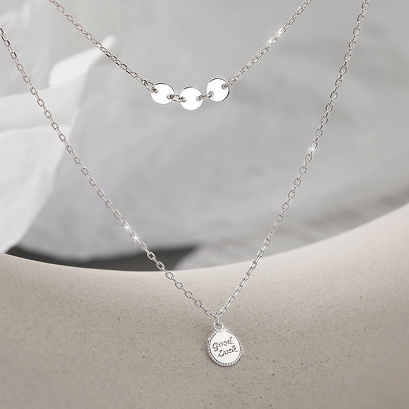 Rantai Klavikula Ganda Bentuk Bulat Sederhana Aksesoris Fashion Kalung