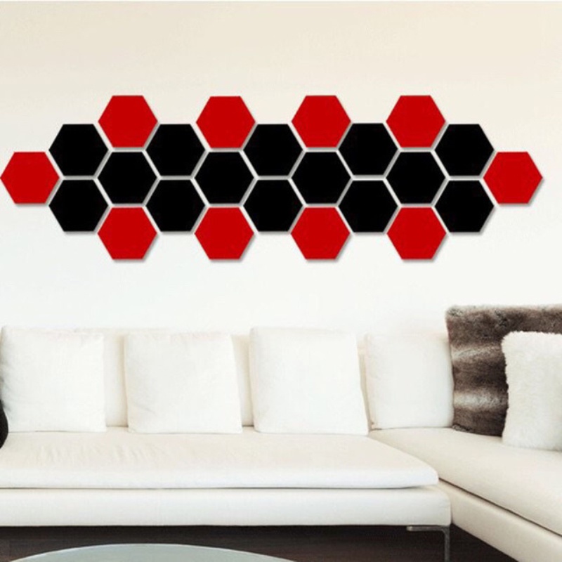 [Harga Grosir]3d Cermin Geometris Stiker Dinding Warna-Warni Hexagon Acrylic Mirror Sticker Removable Self Adhesive Mosaic Tiles Decals DIY Dekorasi Rumah Kamar Tidur Ruang Tamu Seni Cermin