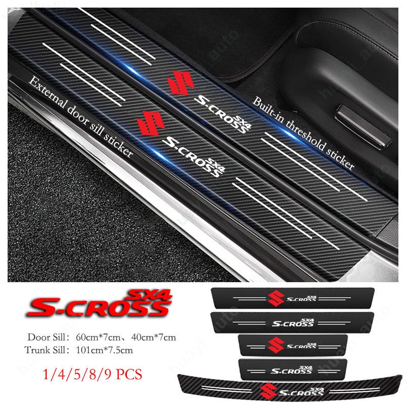 Stiker Kusen Pintu Mobil Suzuki Sx4 Anti Gores Serat Karbon Kulit Sticker Trunk Protector Stiker Untuk Sx4 S-Cross GY EY RY JY Sx4 Scross Aksesoris