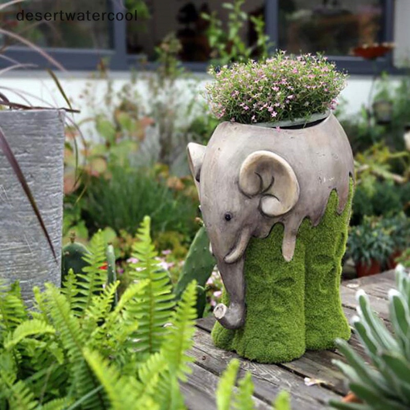 Deid Kreatif Gajah Planter Berkebun Pot Bunga Resin Ornamen Pot Luar Ruangan Martijn