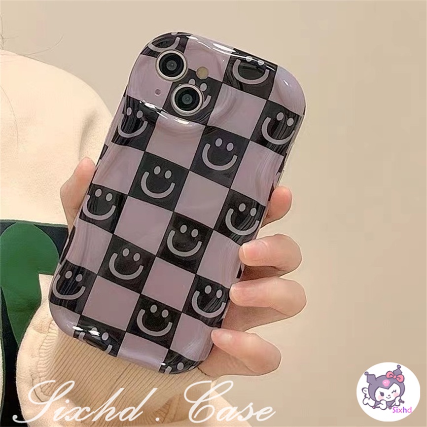 IPHONE Kompatibel Untuk Iphone14 13 12 11 Pro Max SE2020 X Xr Xs Max8 7 6 6s Plus Ins Sederhana Senyum Pasangan 3D Tepi Melengkung Gelombang Glossy Shockproof Phone Case Soft Cover