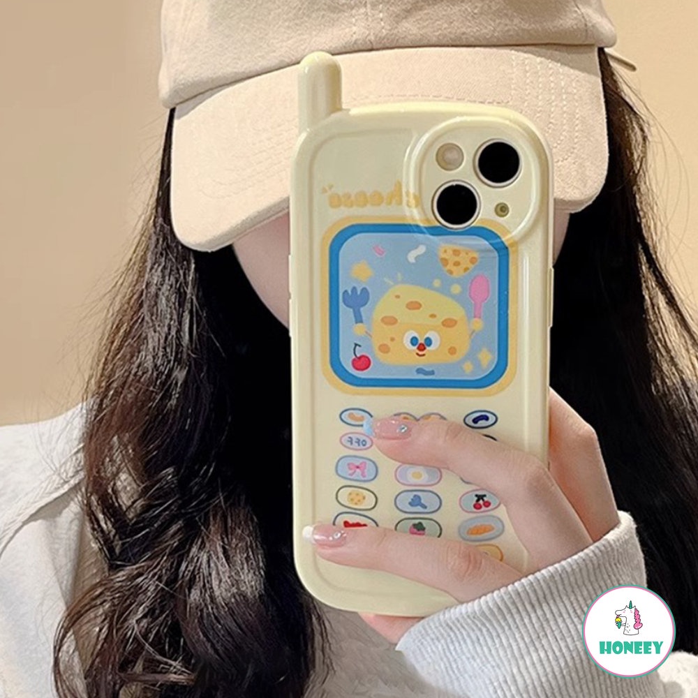 IPHONE Ins Casing Ponsel Keju Lucu Untuk Iphone14 13 12 11 Pro Max XS XR 7 8Plus Kawaii Desain Keyboard 3D Tahan Guncangan Soft Cover