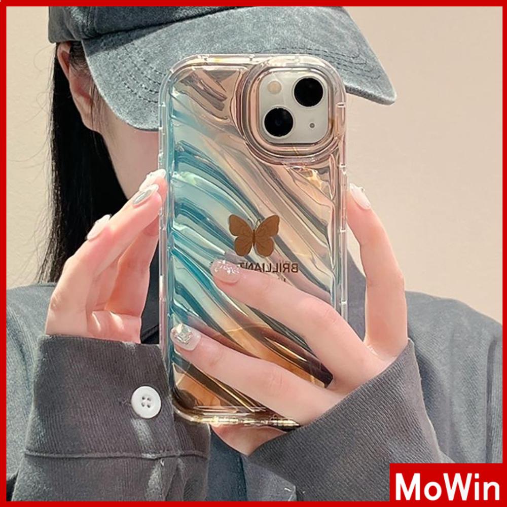 Case iPhone 14 Pro Max iPhone Case Laser Reflektif Bening Phone Case TPU Soft Case Airbag Gradien Sederhana Kupu-kupu Kompatibel dengan iPhone 13 Pro Max 12 Pro Max 11 Xr Xs Max 7 8Plus