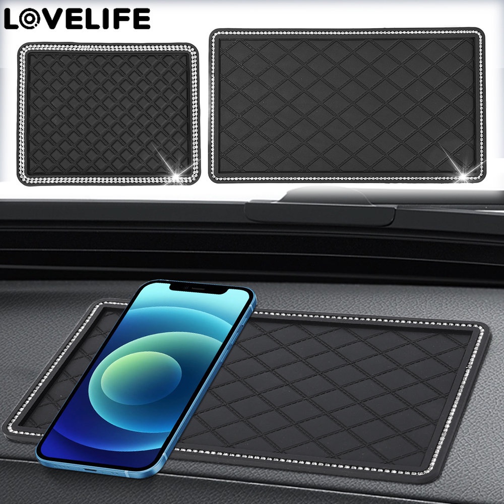 [Fitur] Aksesoris Interior Otomatis Dashboard Mobil Non-Slip Mat Car Mounted Phone Anti Slip Pad Kreatif Luminous Water Diamond Pad Telepon Tahan Lama GPS Sticky Holder