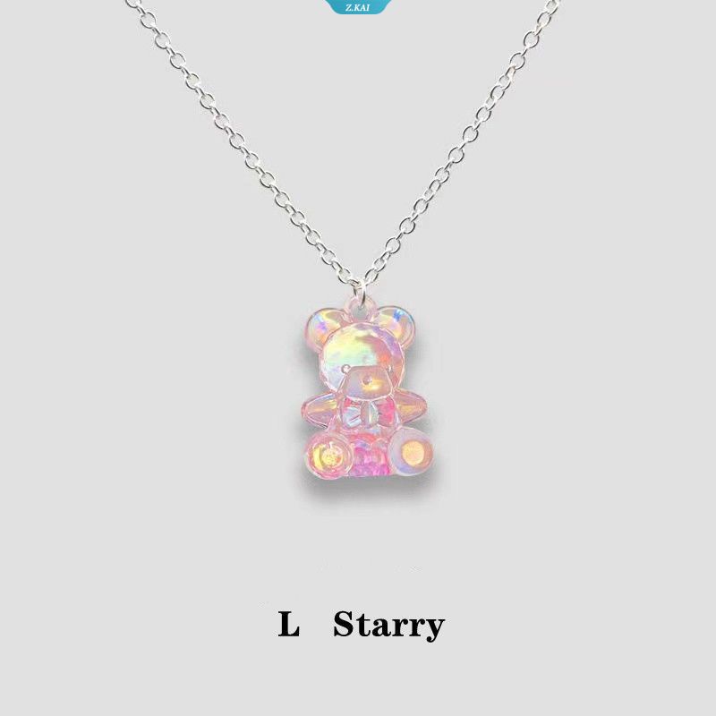 Permen Kristal Gummy Bear Kalung Lucu Transparan Beruang Liontin Kalung Wanita Gadis Punk Hip Hop Choker Fashion Pesta Perhiasan [ZK]