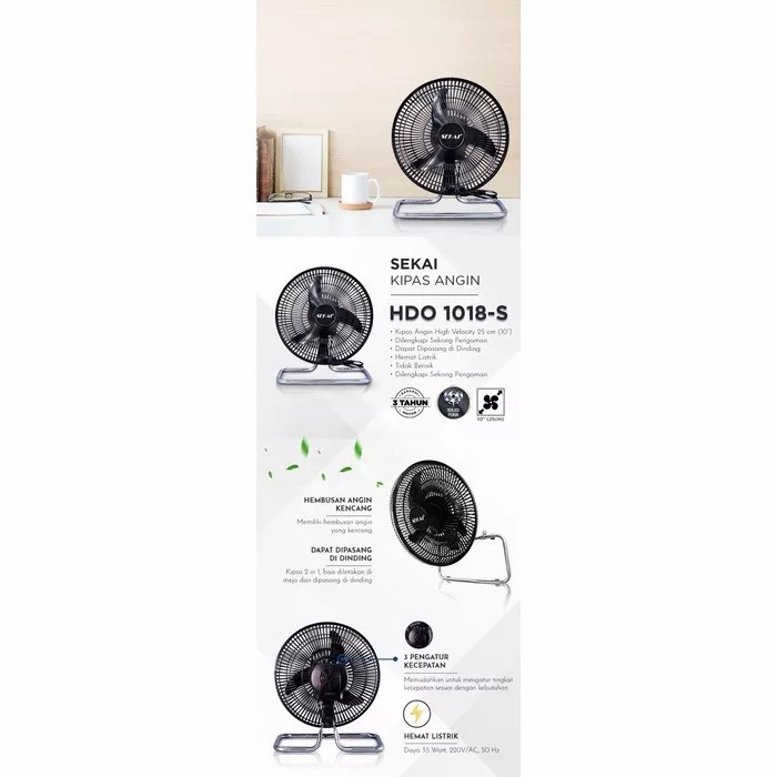 Kipas Angin Sekai Meja Dinding 10inch HDO 1018S 1018 S Desk Wall Fan