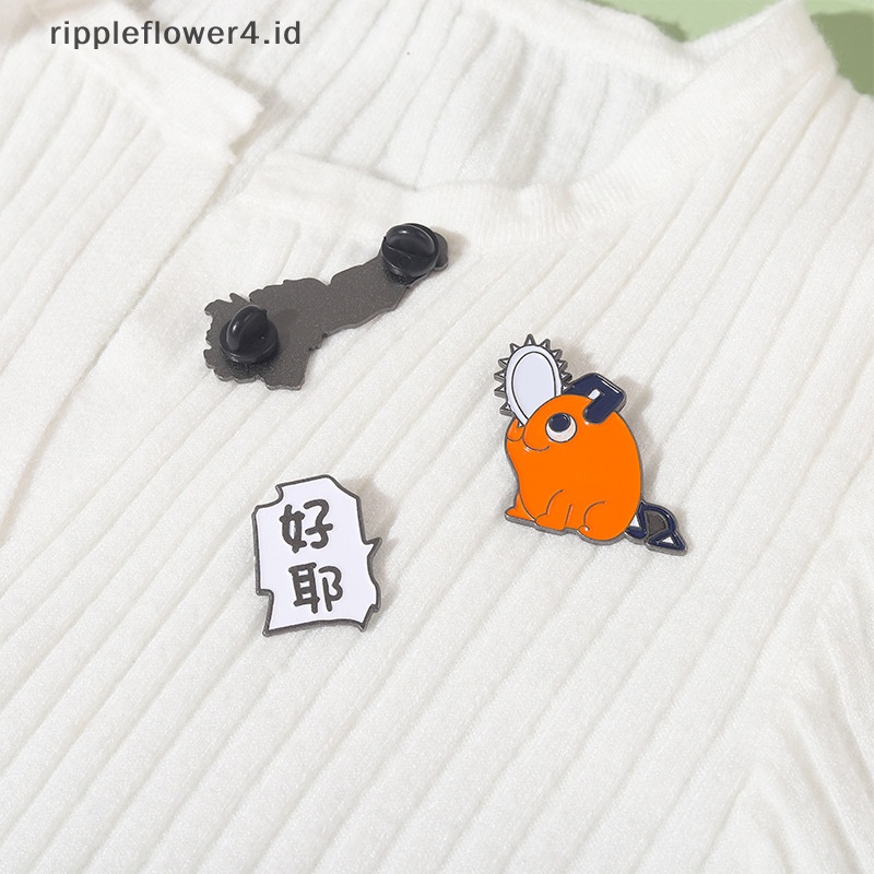 {rippleflower4.id} Jepang Dan Neraka Maskot Enamel Pin Rantai Man Makima Pochita Bros Kerah Lencana Ikon Anime Perhiasan Hadiah Kartun Enamel Badge~