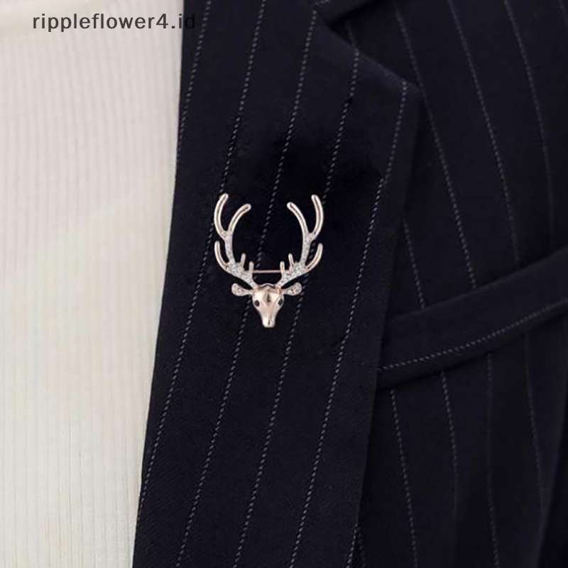 {rippleflower4.id} 1pc Hewan Bros Pin Wanita Bling Berlian Imitasi Bros Perhiasan Hadiah Pesta Pernikahan~