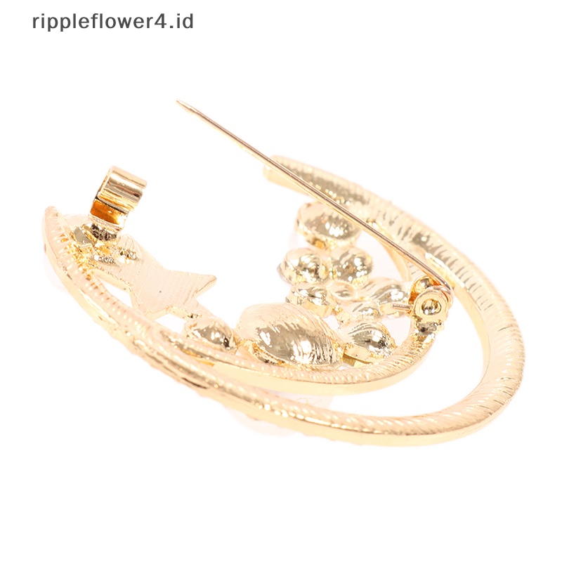 {rippleflower4.id} Bros Peal Bulan Bintang Untuk Wanita Baroque Trendy Elegan Brooch Pin Hadiah Pesta~