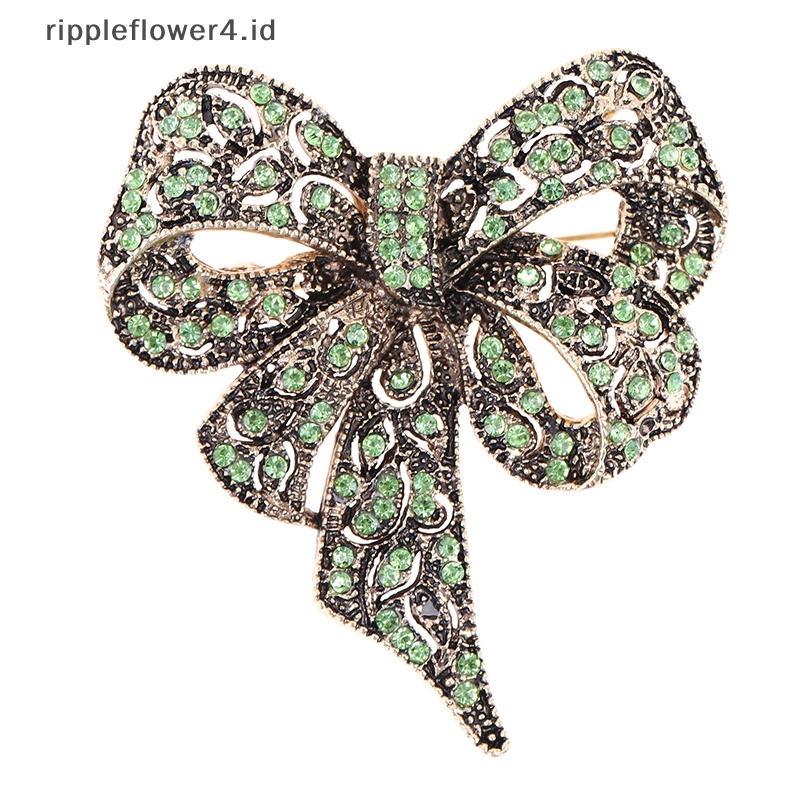 {rippleflower4.id} Berlian Imitasi Ikatan Simpul Bros Wanita Logam Bunga Pernikahan Pesta Kantor Pin Hadiah~