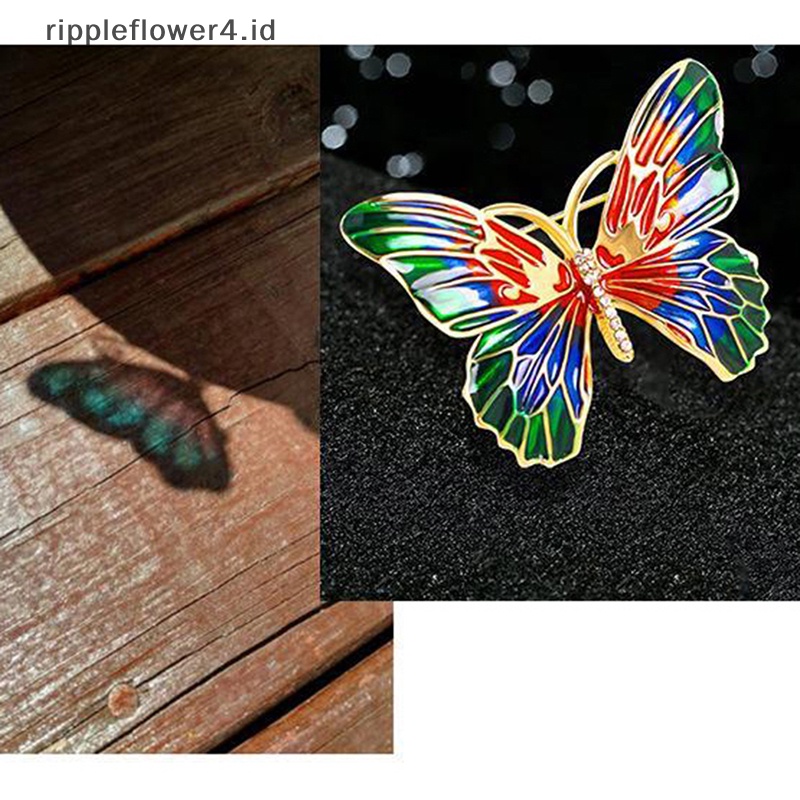 {rippleflower4.id} Kepribadian Fashion Kupu-Kupu Tetesan Minyak Bros Pin Denim Tas Hadiah Pakaian Decor~