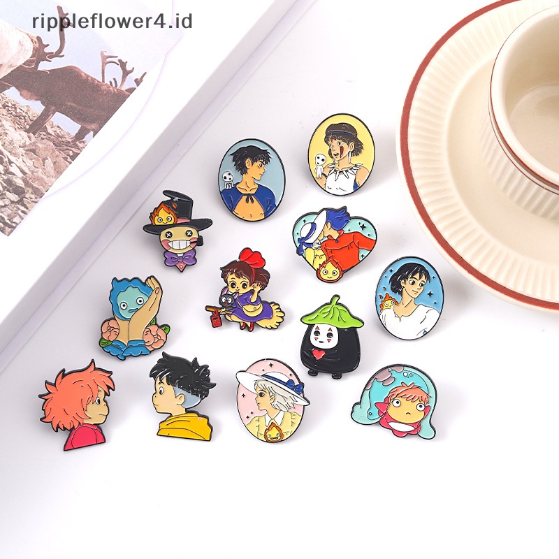 {rippleflower4.id} Pin Enamel Film Kartun Howl Sofia Ponyo Bros Lencana Kerah Pin Lucu Anime Perhiasan Hadiah Untuk Teman Anak~