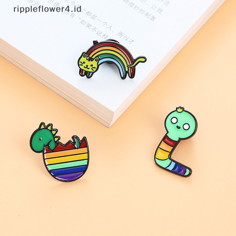 {rippleflower4.id} Anda Aman Dengan Saya Bendera Hujan Kebanggaan Pecinta LGBT Enamel Bros Kerah Pin Untuk Ransel Lencana Hiasan Perhiasan~