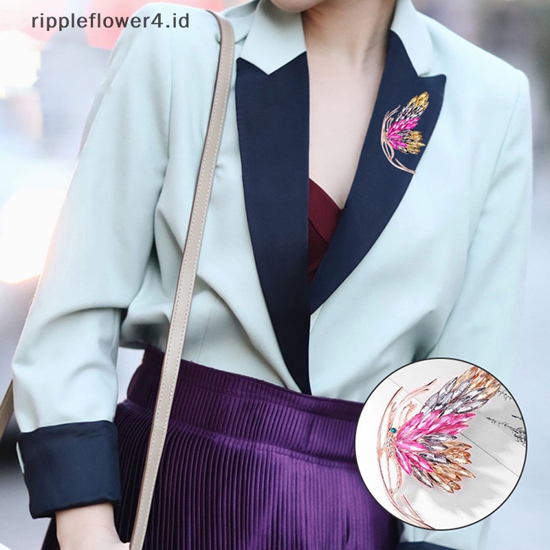 {rippleflower4.id} Bros Kupu-Kupu Gradien Bermutu Tinggi Kristal Perancis Bros Kupu-Kupu Elegan Korsase Aksesoris Kepribadian Coat Pin Korsase~