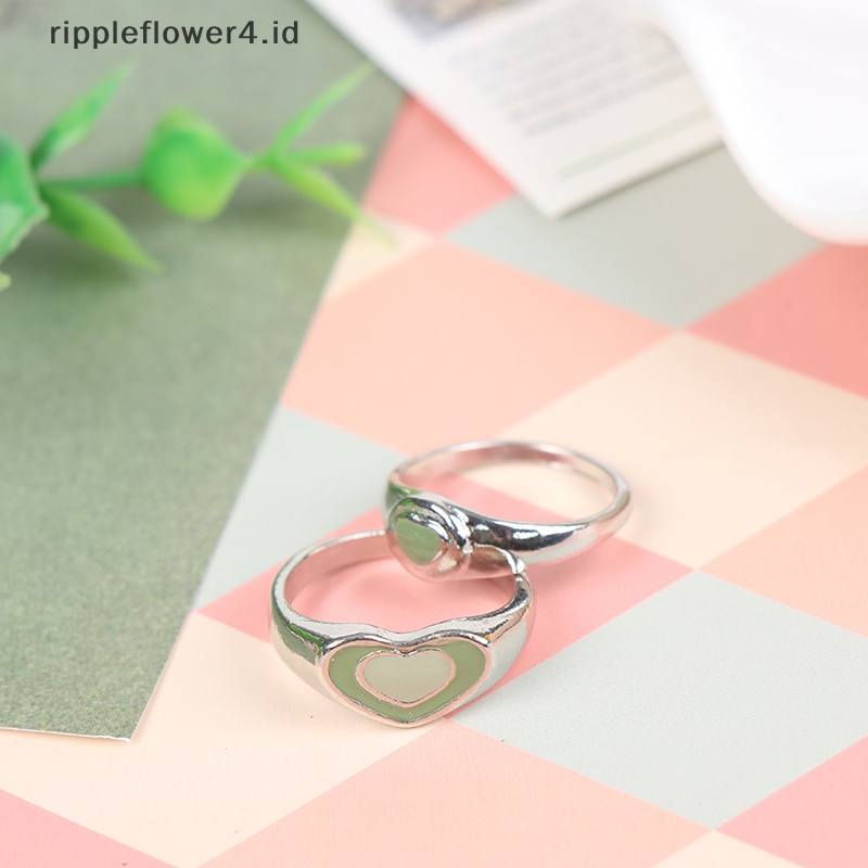 {rippleflower4.id} 6pcs Cincin Tangan Vintage Peluk Hijau Untuk Wanita INS Gaya Cinta Hati Cincin~