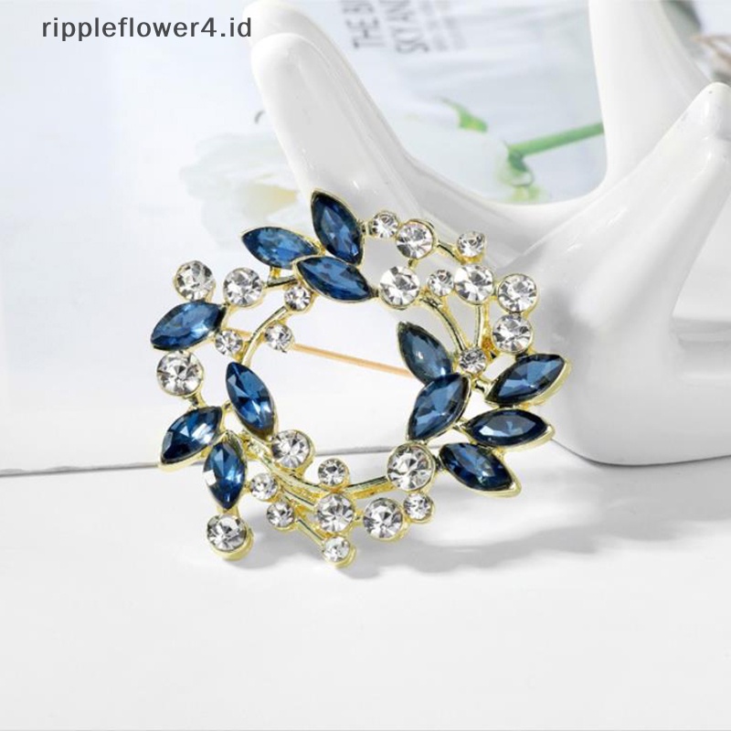 {rippleflower4.id} Fashion Berlian Imitasi Wanita Bros Pin Perhiasan Lencana Aksesoris Pakaian Kristal Bros Hadiah Syal Klip Perhiasan~