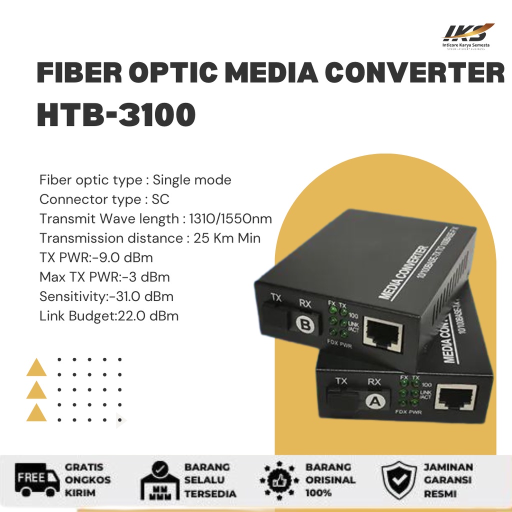 Media Converter HTB-3100  HTB-GS-03 10/100Mbps/1000Mbps RJ45 Fiber Optic Single Mode 25KM