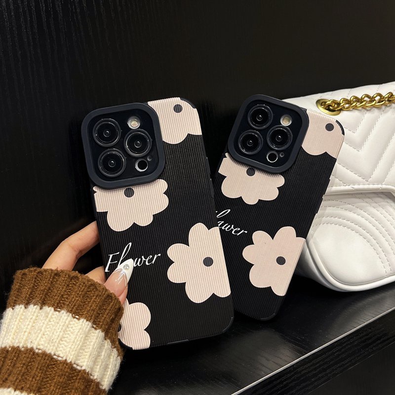 All New Pretty Black Art Flower Soft Case IPhone 7 Plus 8 Plus X XS XR XS Max 11 13 12 14 PRO Max 14 Plus SE Phone Case Girl Girl Women' Fashion Phone Case