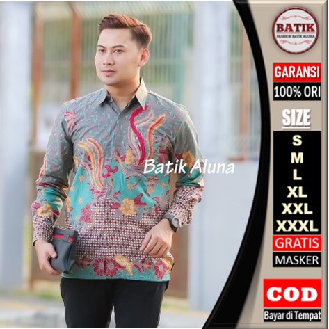 Batik Pria Premium Lengan Panjang Reguler Fit Katun Halus Baturaden Tresno Kamulyan  Aluna