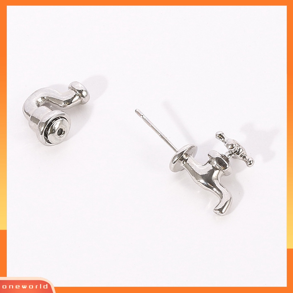 [WOD] 1pc Anting Tusuk Telinga Gaya Punk Bahan Zinc Alloy 3D Faucet Anting Tusuk Kreatif Untuk Pesta