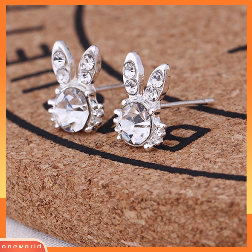 [WOD] Fashion Wanita Berlian Imitasi Hias Bintang Hati Telinga Kelinci Stud Earrings Perhiasan Hadiah