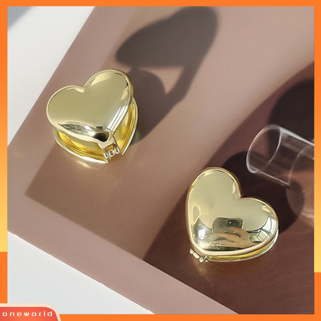 [WOD] 1pasang Anting Pejantan Wanita Warna Solid Sederhana Permukaan Halus Liontin Hati Dibuka Pacaran Anting Perhiasan Perempuan