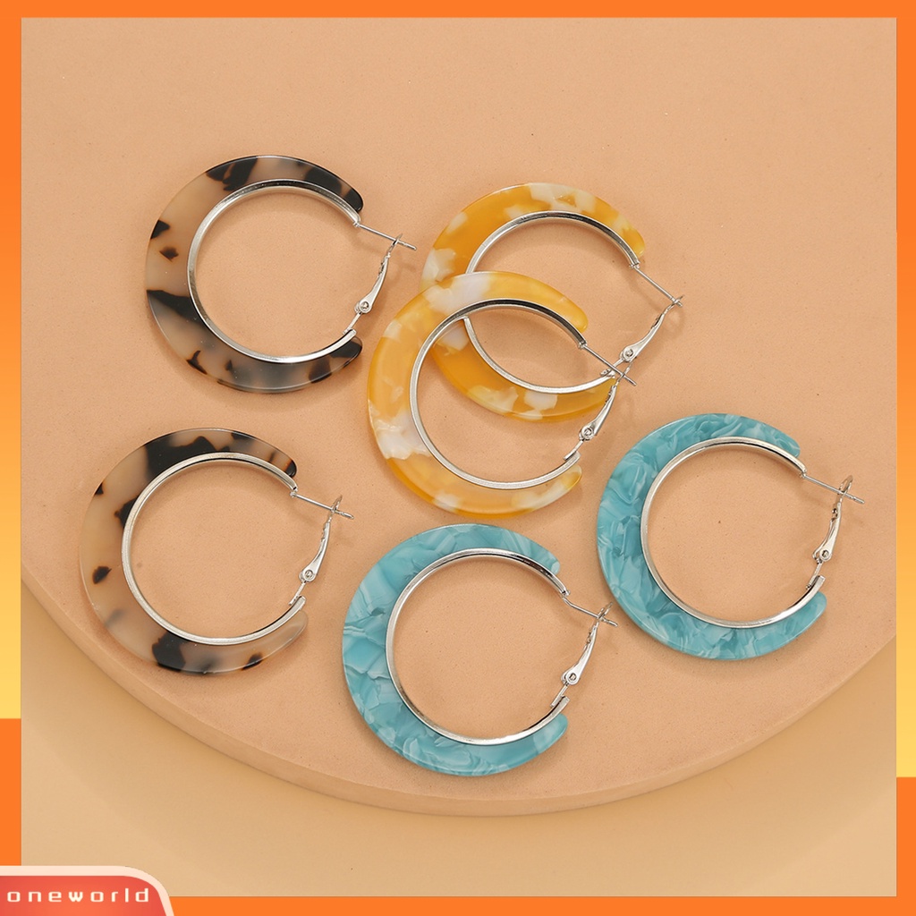 [WOD] 3pasang Anting Wanita Bentuk C Perhiasan Vintage Electroplating Geometris Hoop Earrings Hadiah Ulang Tahun