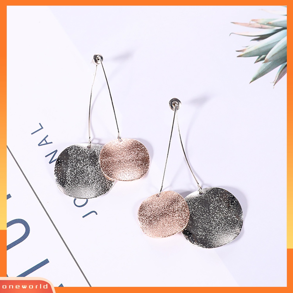 [WOD] Fashion Panjang Bulat Liontin Menjuntai Ear Stud Earrings Wanita Gadis Perhiasan Hadiah