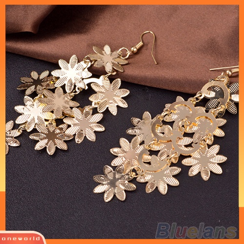 [WOD] Wanita Vintage Alloy Multi-Layer Snowflakes Menjuntai Hook Chic Anting Perhiasan