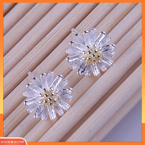 [WOD] Lady's Cute Bunga Matahari925 Sterling Silver Ear Studs Daisy Earrings Perhiasan Hadiah