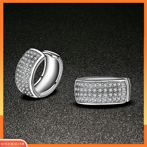 [WOD] Shiny Women Rows Inlaid Zircon Hoop Huggie Earrings Hadiah Perhiasan Pesta Pernikahan