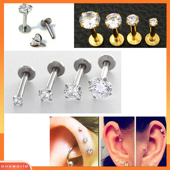 [WOD] Pria Wanita Berlian Imitasi Tulang Rawan Tragus Bar Helix Telinga Atas Anting Stud Perhiasan